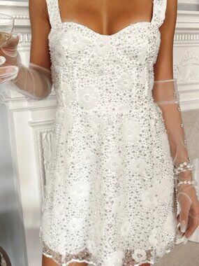 Show Me Your MuMu Off The Market Dress Size Small MSRP $298 Beaded Floral Bridal